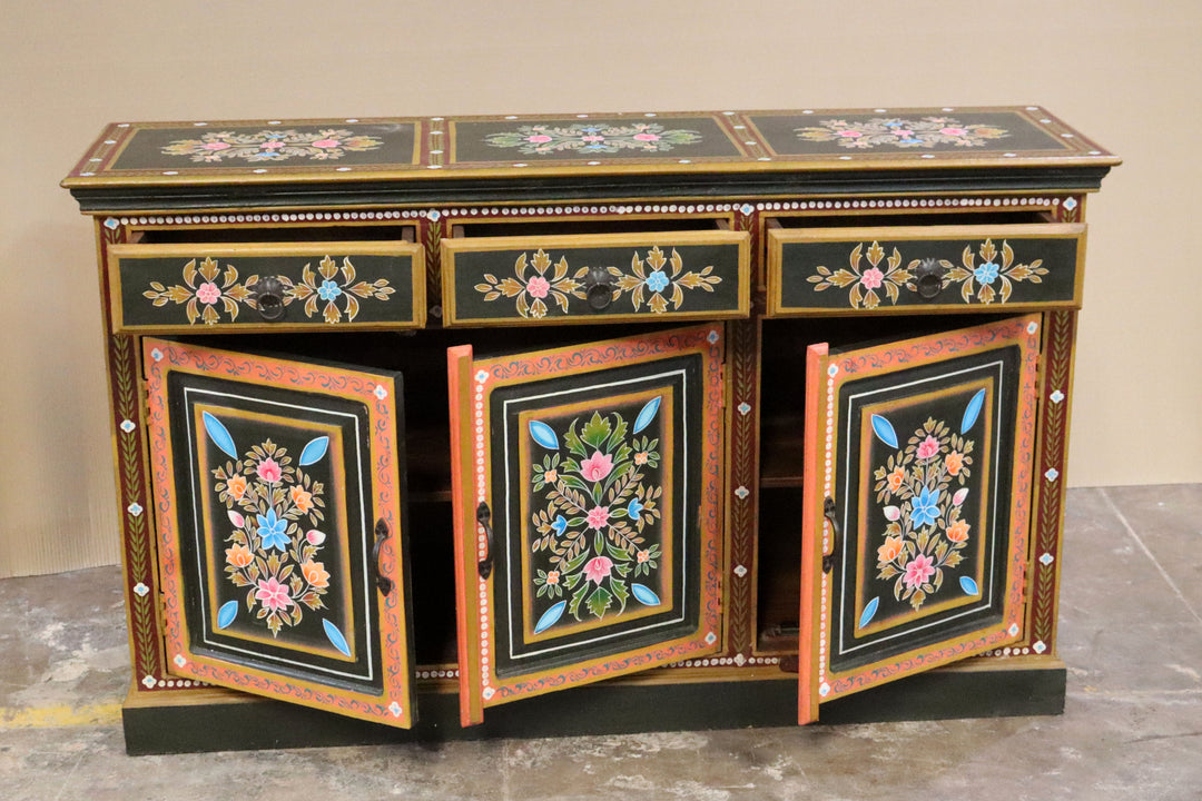 Long Rajasthani Style Mango Wood Sideboard