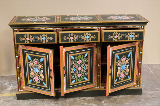 Long Rajasthani Style Mango Wood Sideboard