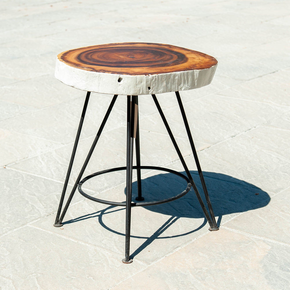 Sono Wood Slice Stool with Iron Legs