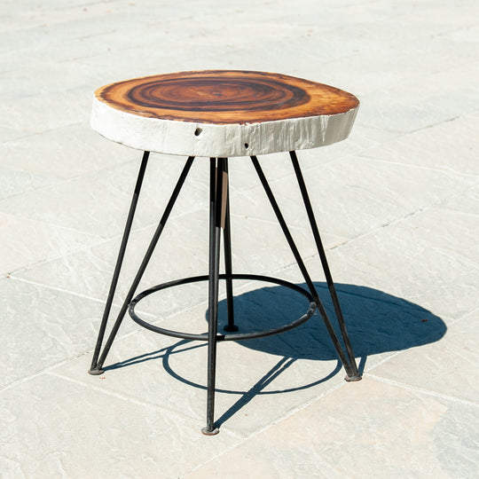 Sono Wood Slice Stool with Iron Legs