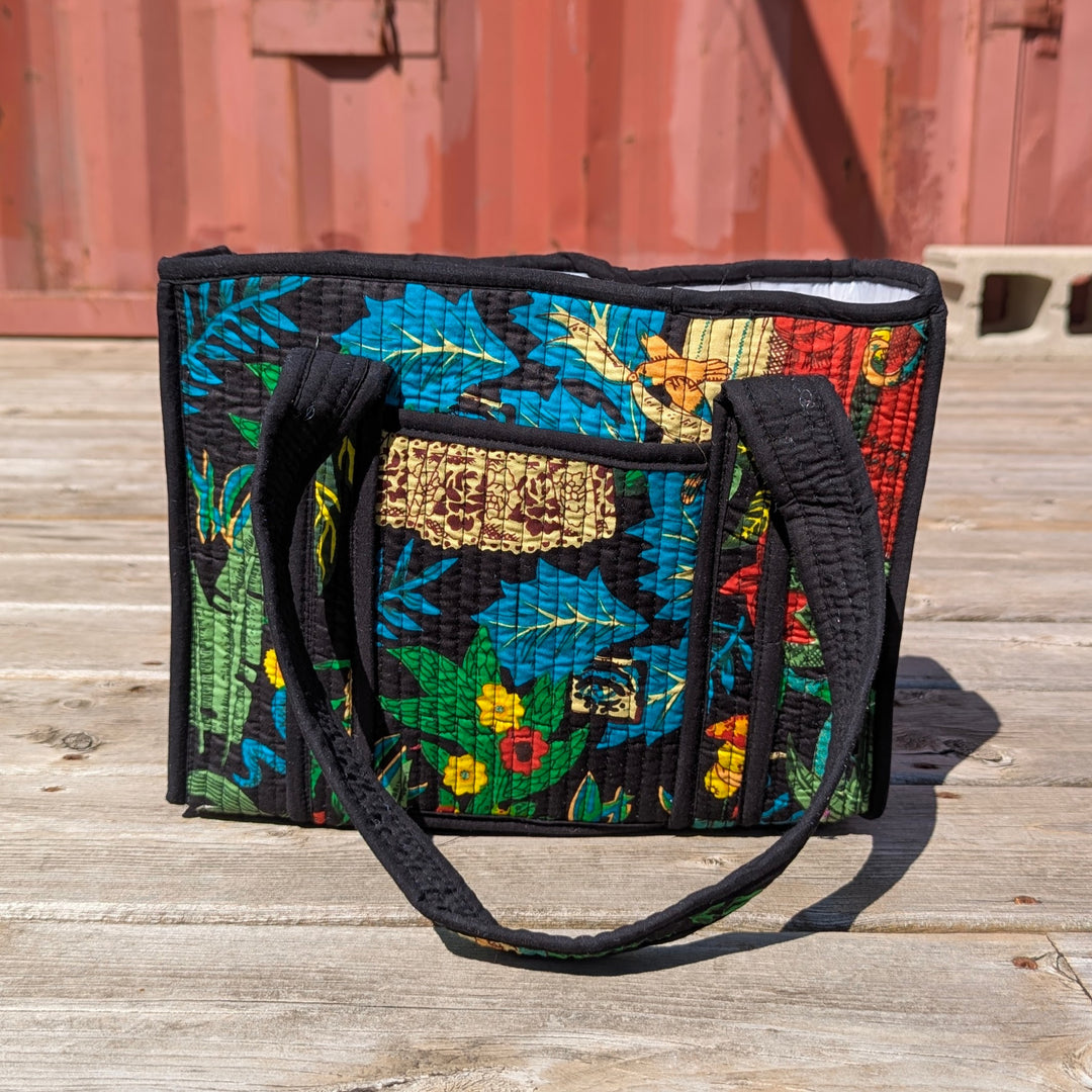 Quilted Cotton Tote Bag with Plastic Lining