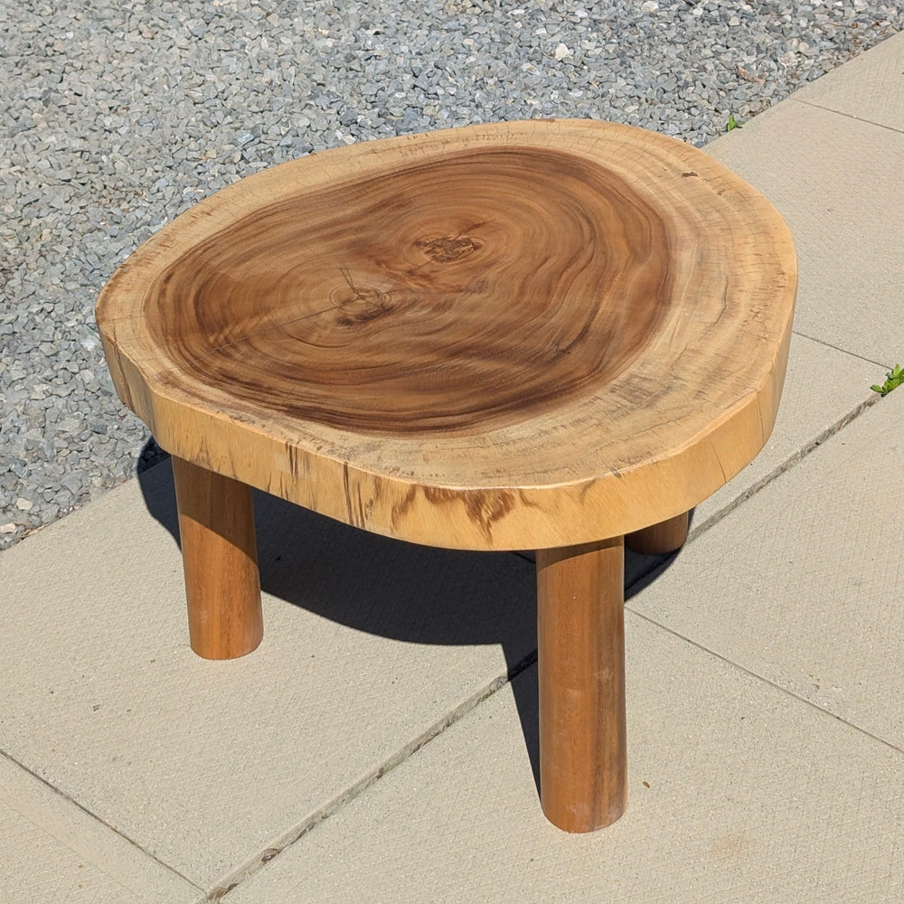 Round Sono Wood Coffee Table with Wood Legs