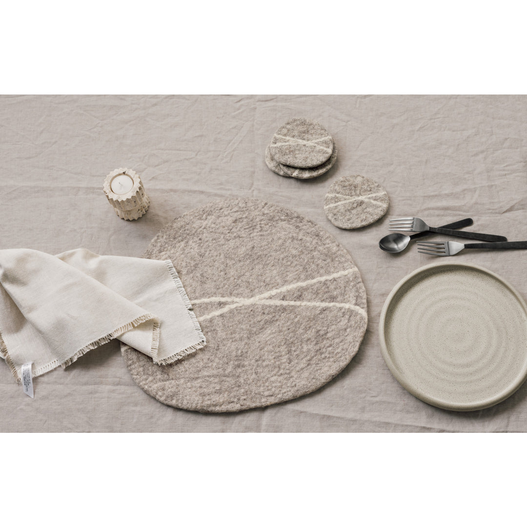 Striato Felt Wool Coasters Set of 4 - Flint
