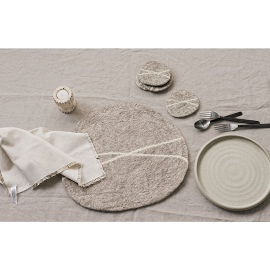 Striato Felt Wool Coasters Set of 4 - Flint