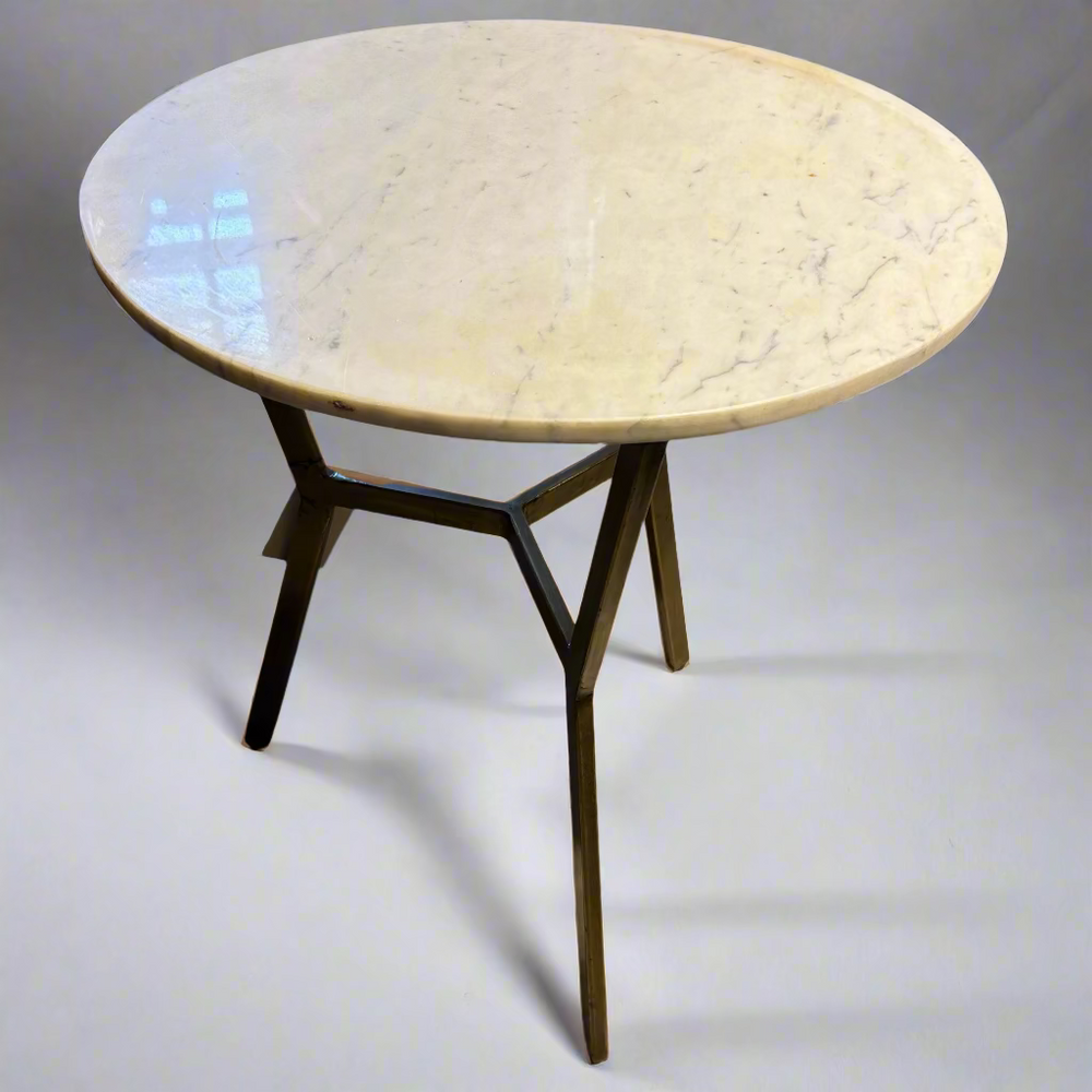 Round marble table with metal legs 