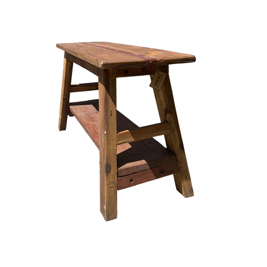 Classic Reclaimed Wood Bench with Bottom Shelf