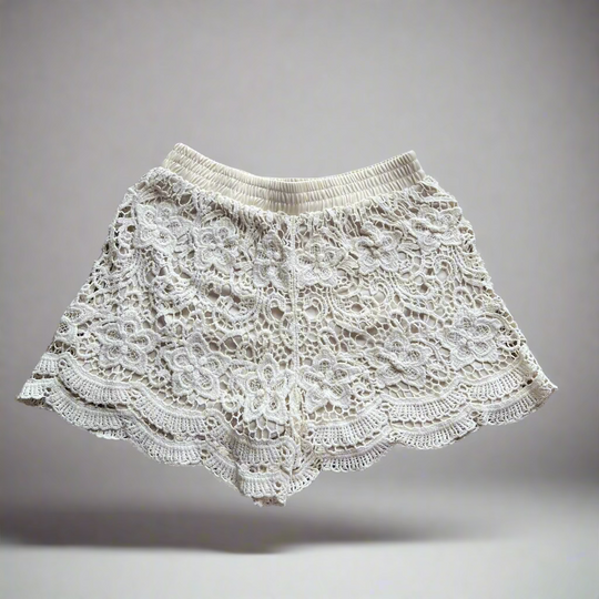 Hand-Crocheted White Shorts