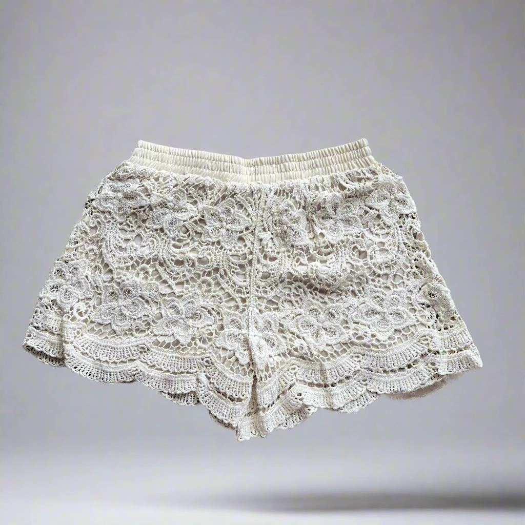 Hand-Crocheted White Shorts