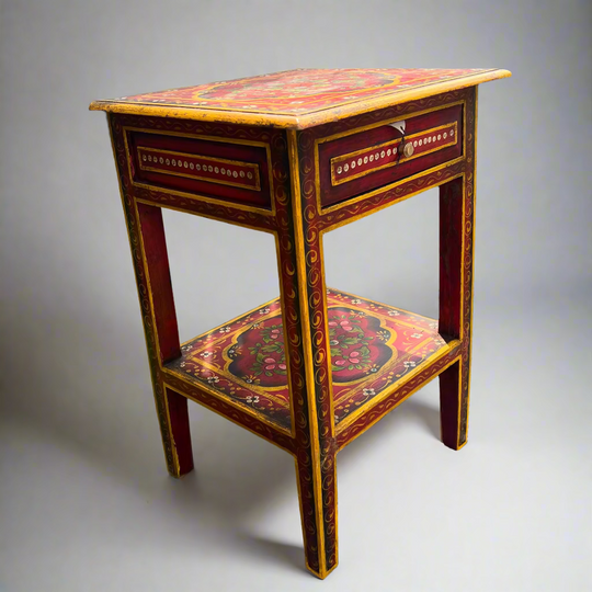 Decorative side table with intricate patterns 