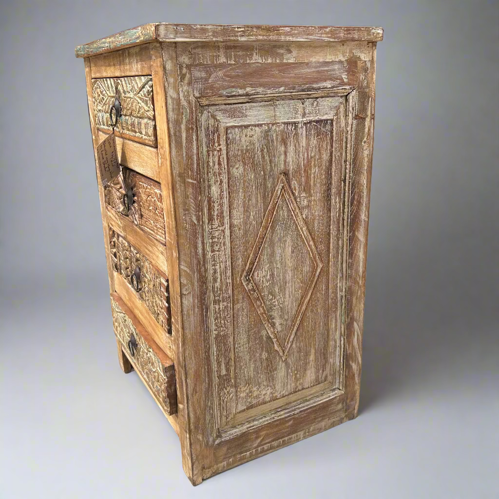 Wooden cabinet with intricate carvings 