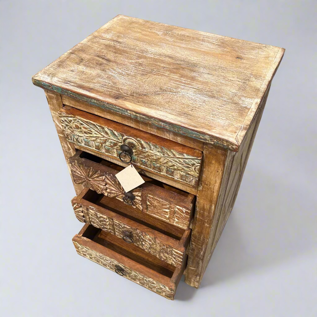 Wooden nightstand with four drawers 