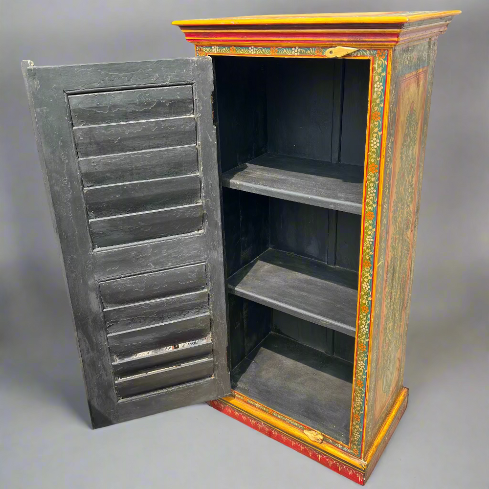 Wooden cabinet with open door