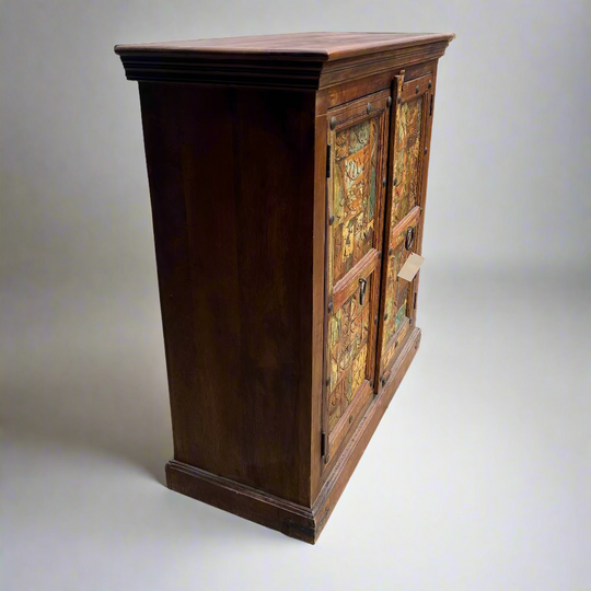 Wooden cabinet with decorative doors 