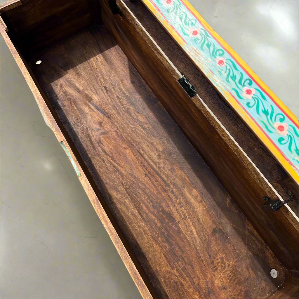 Wooden box with decorative border 