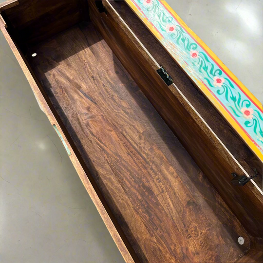 Wooden box with decorative border 