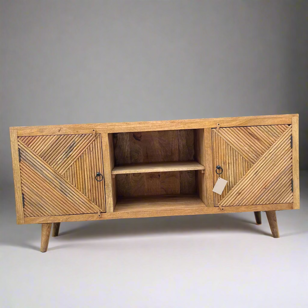 Wooden cabinet with wicker doors 