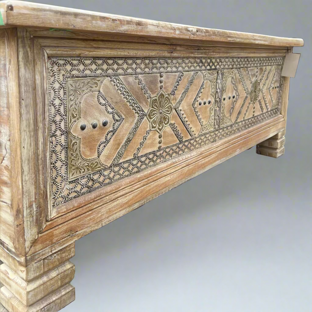 Wooden chest with intricate carvings 