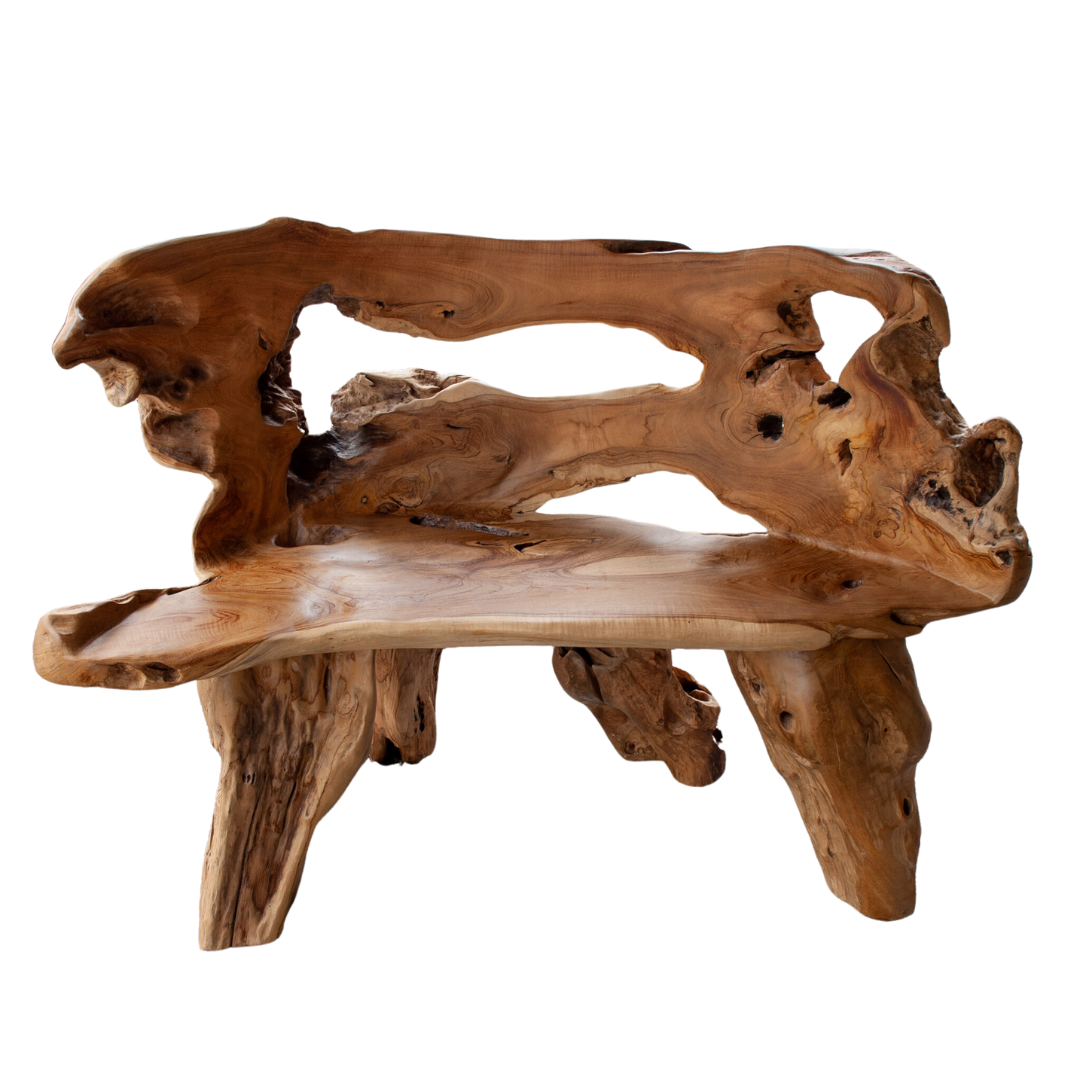 Reclaimed Teak Root Bench