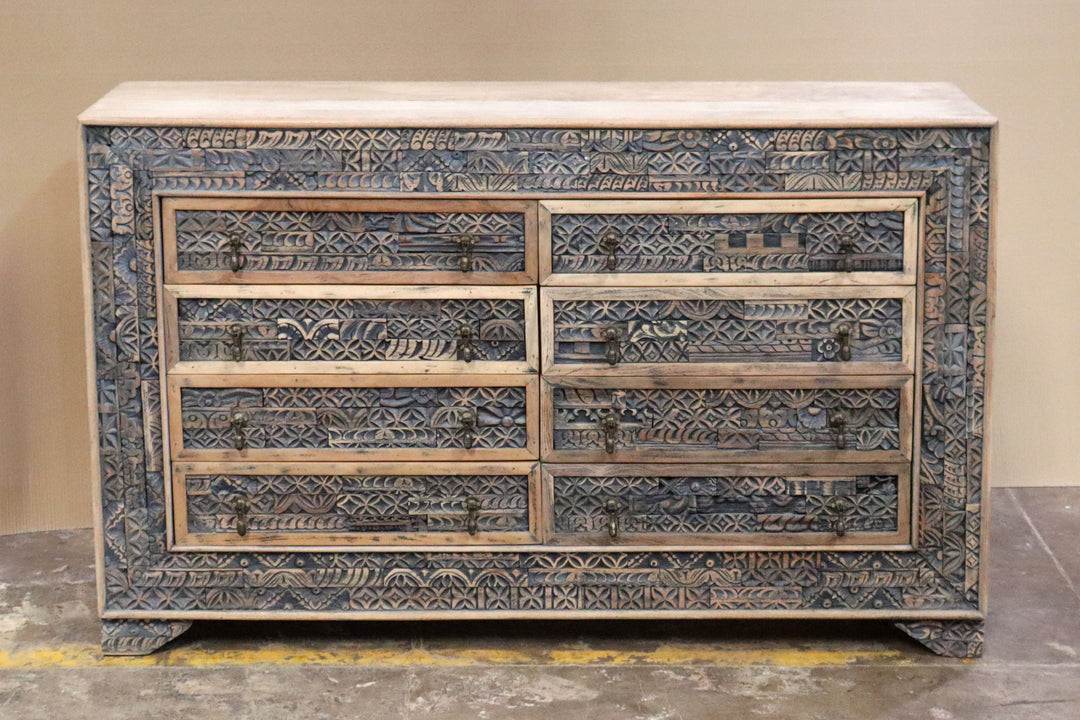 Short 8-Drawer Mango Wood Dresser