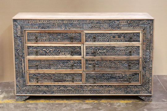 Short 8-Drawer Mango Wood Dresser