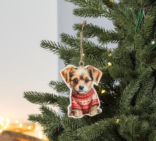 Metal Sweet Dog in Sweater Ornament