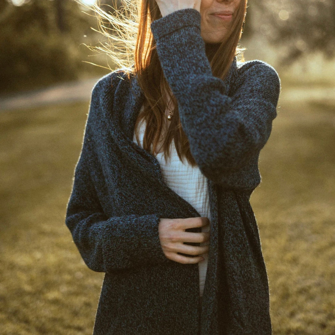 Mia Alpaca Sweater - Heathered Navy