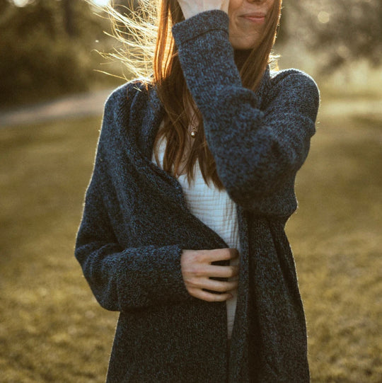 Mia Alpaca Sweater - Heathered Navy