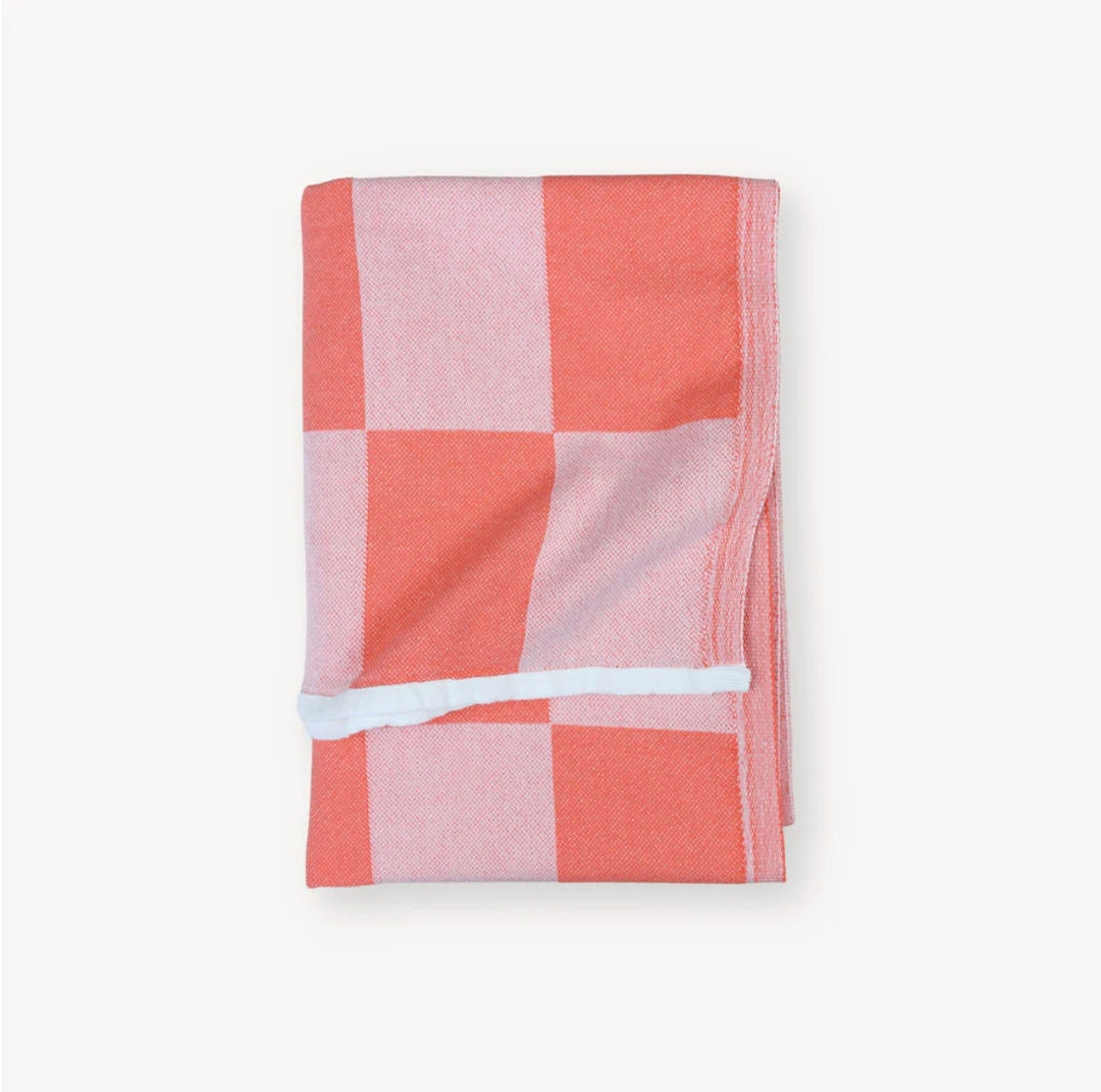 Coral Checkerboard Towel