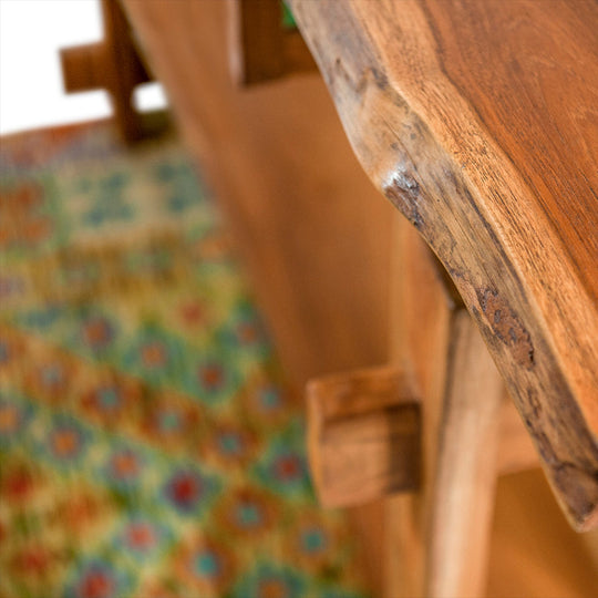 Teak Console with Two Drawers & Lower Shelf