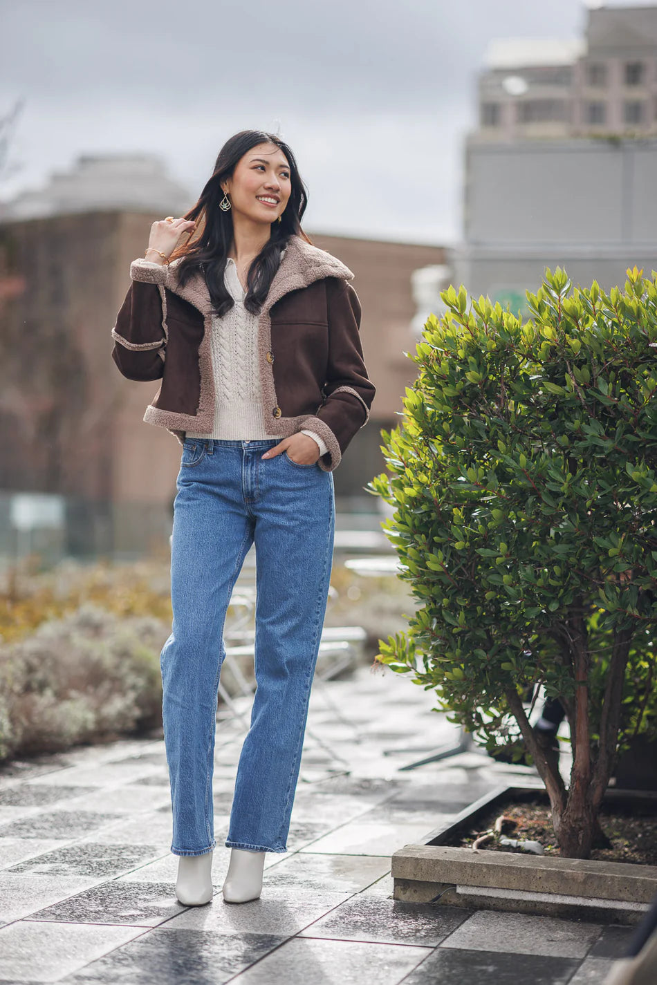 Sherpa Trim Aviator Jacket