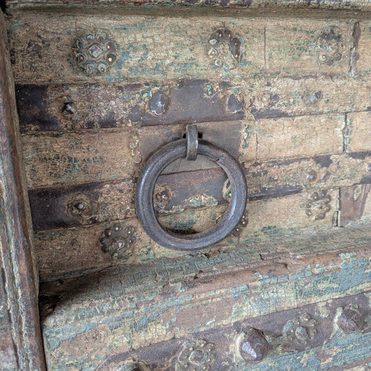 Antique Reclaimed Teak and Iron Door Wall Panel