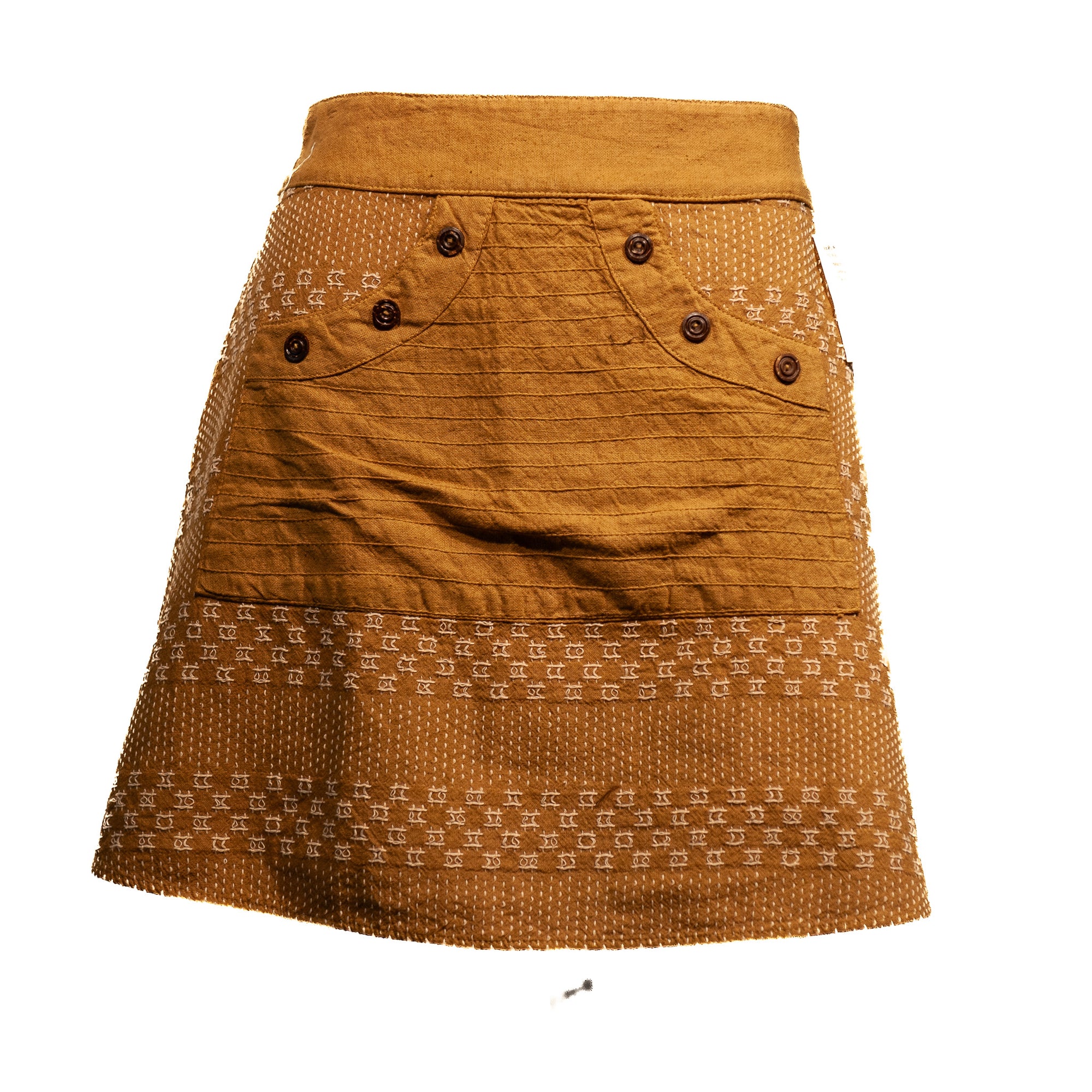 Thai Embroidered "Kantha Style" Short Skirt