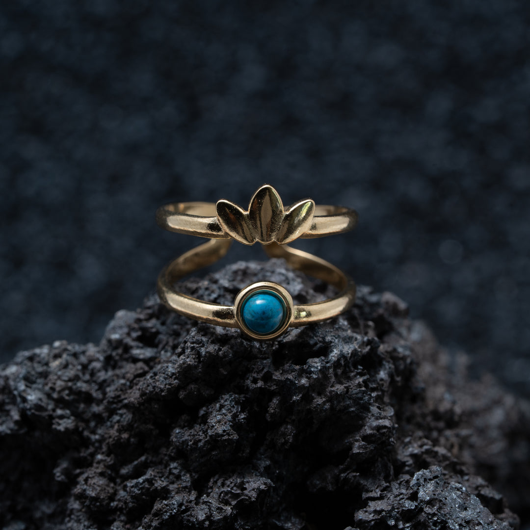 Bali Gold Plated Double Band Apatite Ring