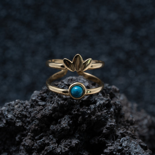 Bali Gold Plated Double Band Apatite Ring