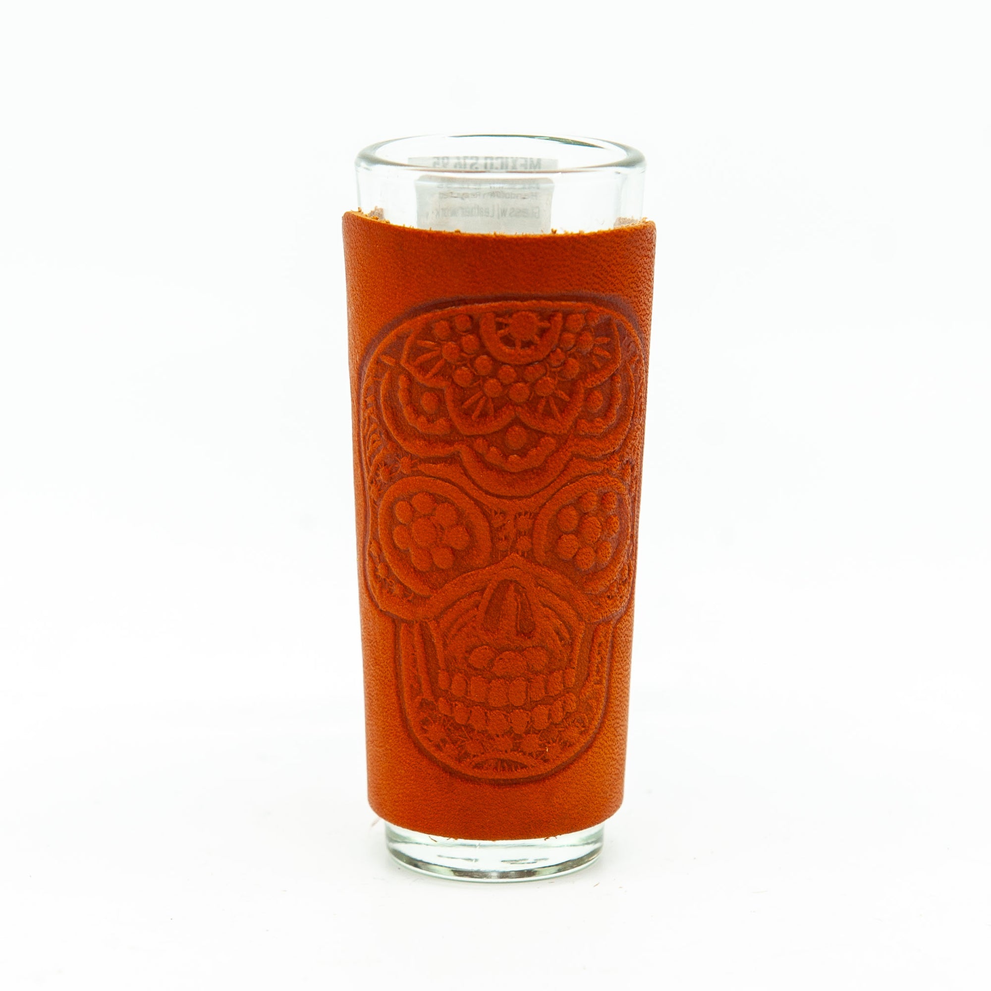 Tequila Shooters - Leather-Work Skull 4"