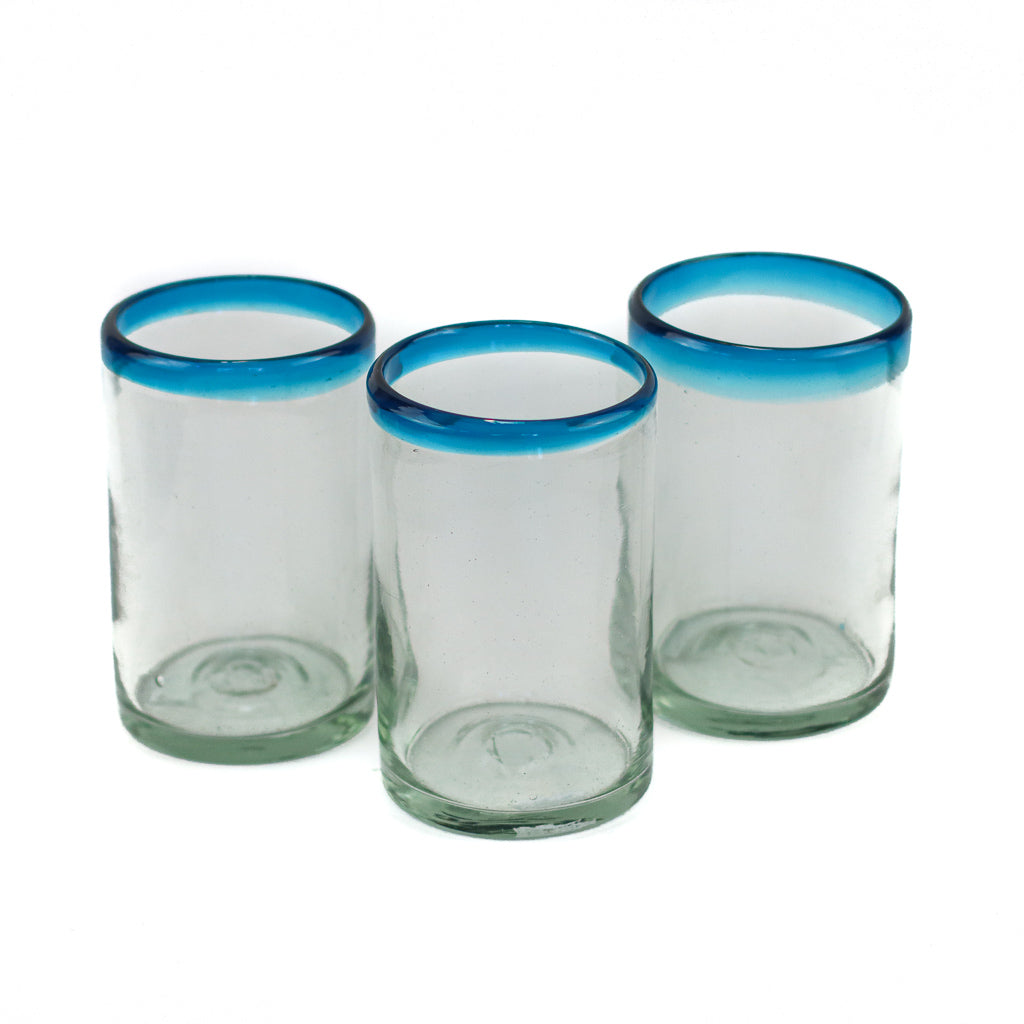 Mexican Water Glass - Classic Rim - 5" - Aqua