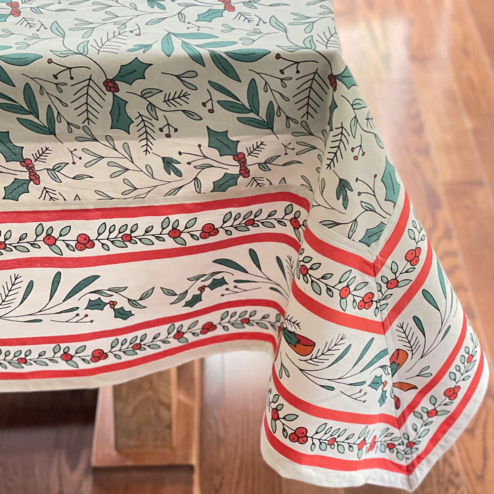 Printed Tablecloth - Christmas Leaves