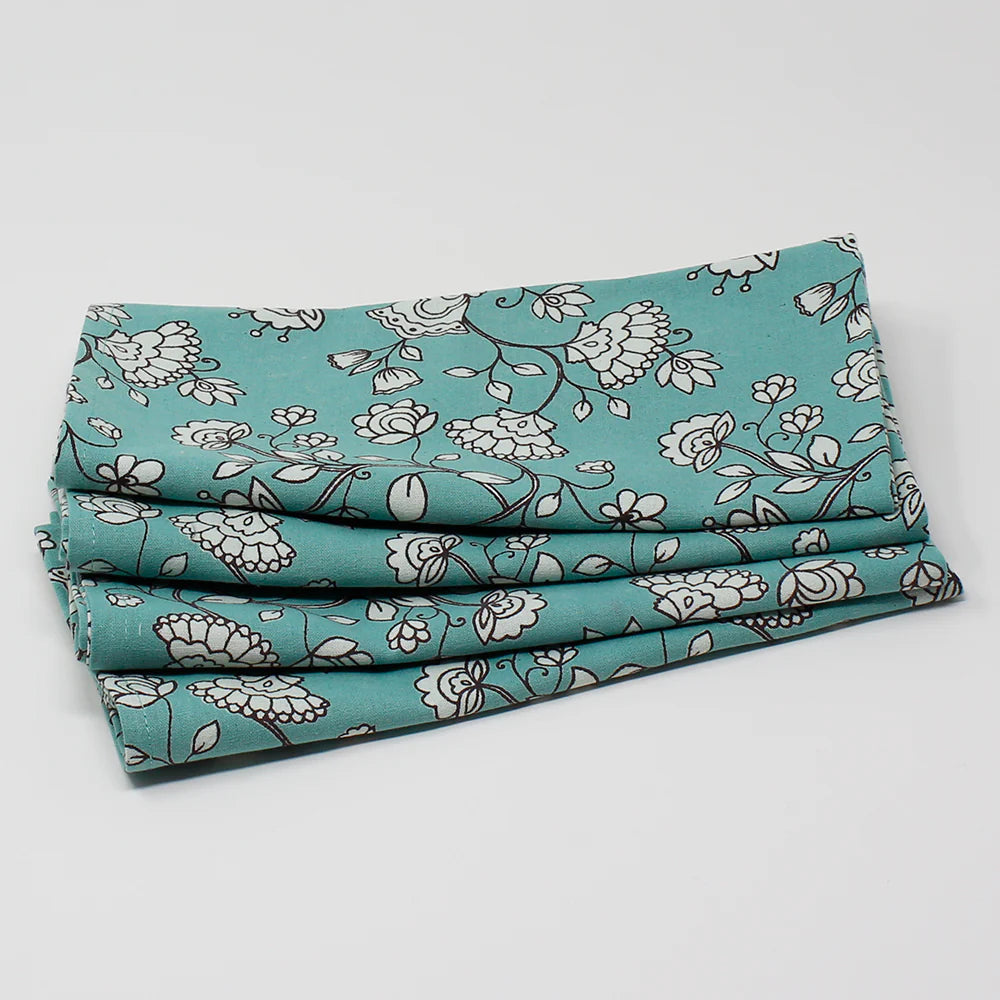 Zuri Teal Printed Napkins, Set of 4