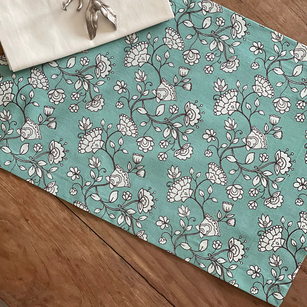 Zuri Teal Printed Placemats - Set of 4