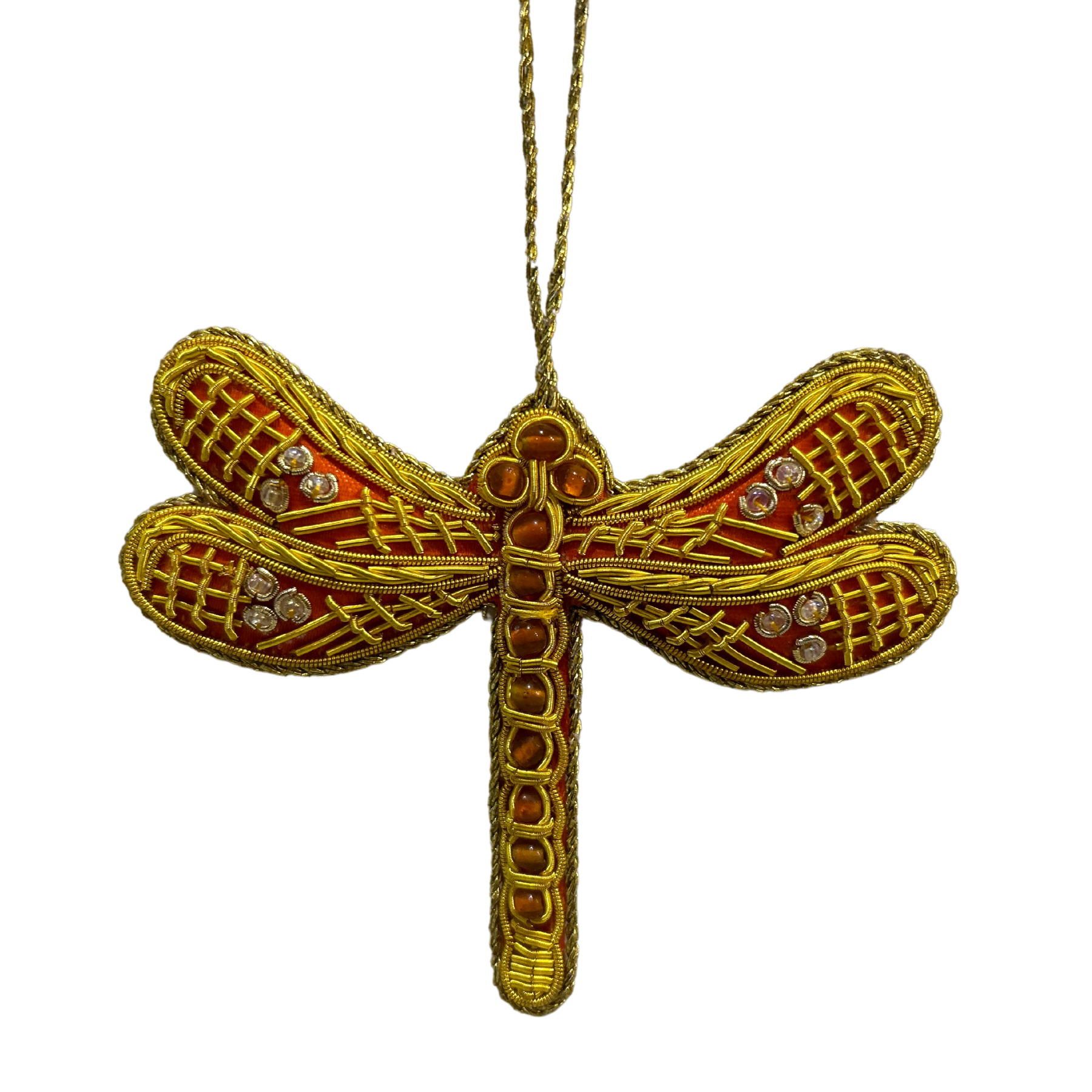 Orange and Gold Dragonfly Ornament