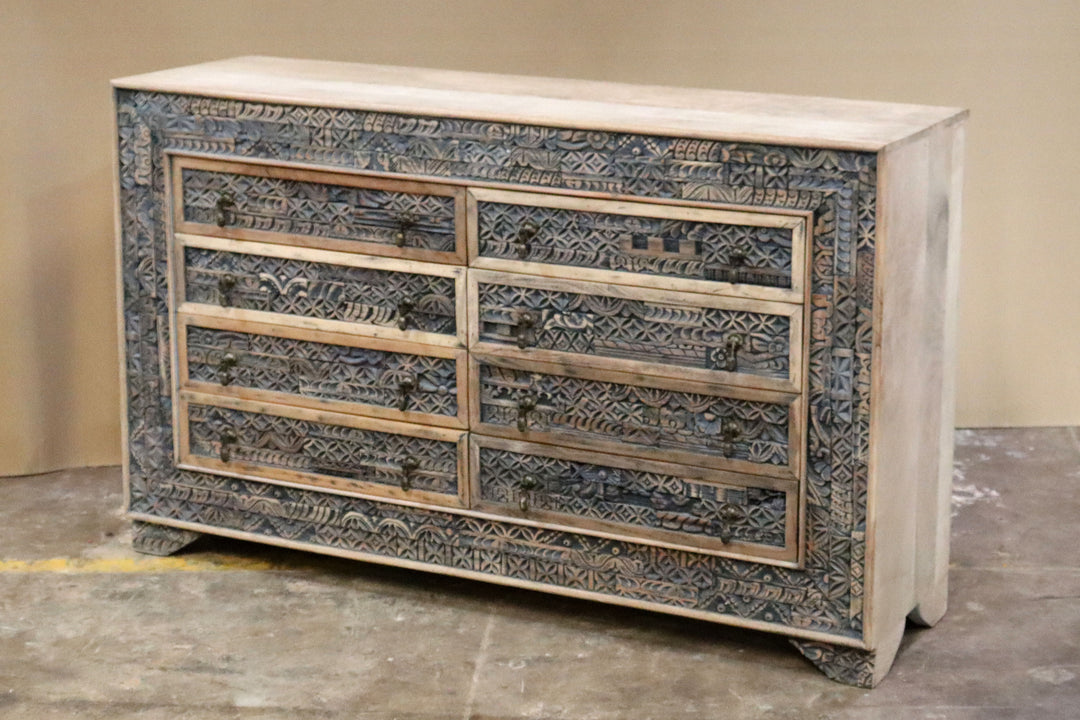 Short 8-Drawer Mango Wood Dresser