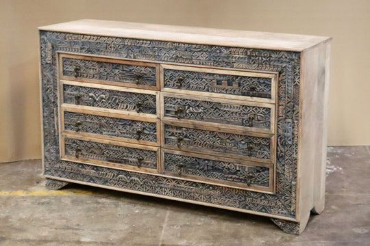 Short 8-Drawer Mango Wood Dresser
