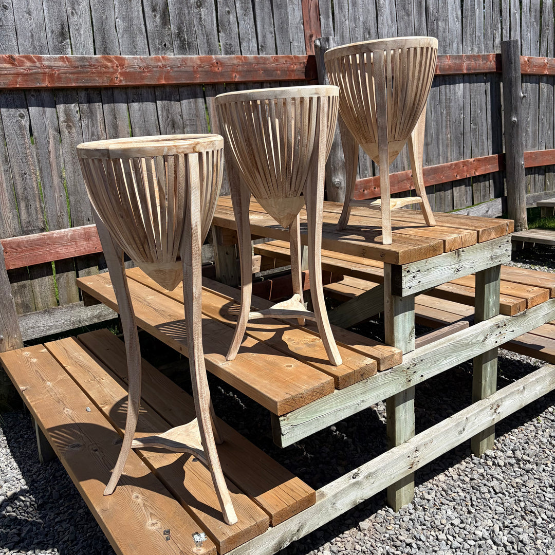 Support pour Plantes en Teck - Lavage Noir