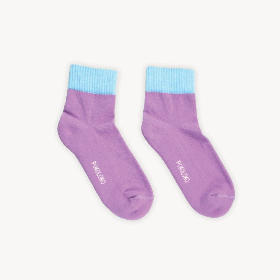 Block Pima Socks - Purple/Blue