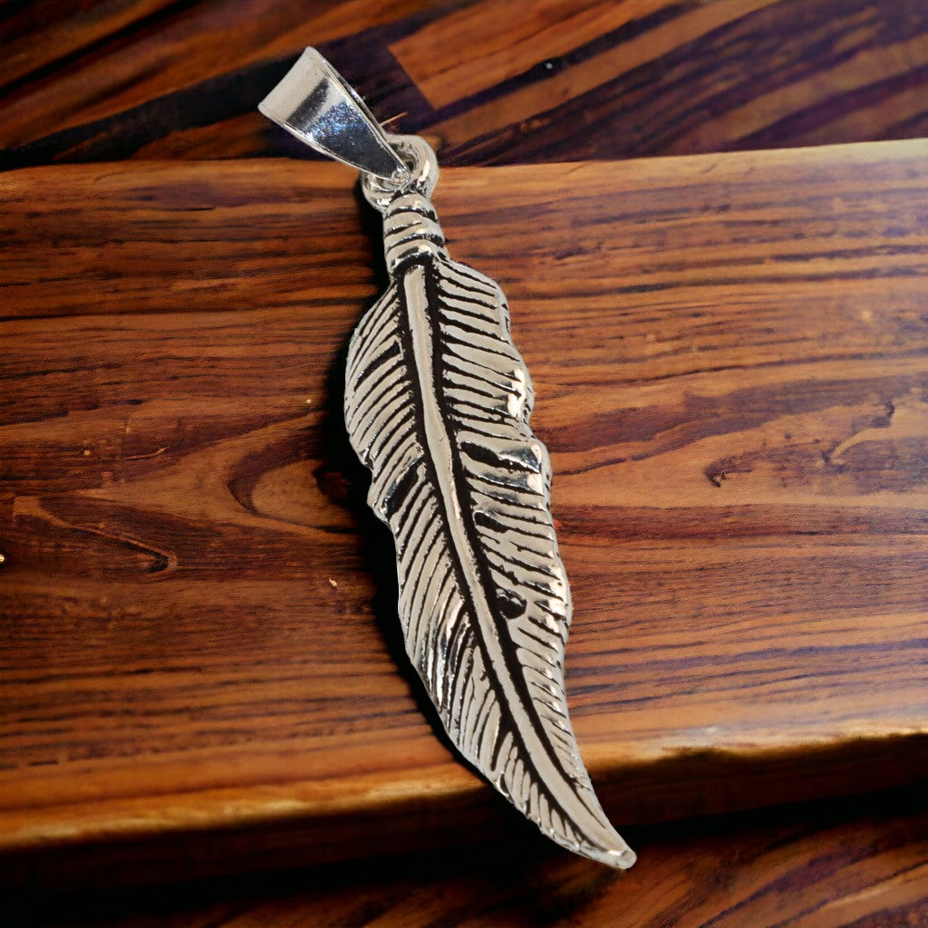 Thai Feather Shape Silver Pendant