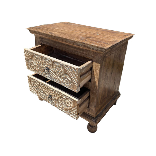 Two-Drawer Reclaimed Teak Nightstand