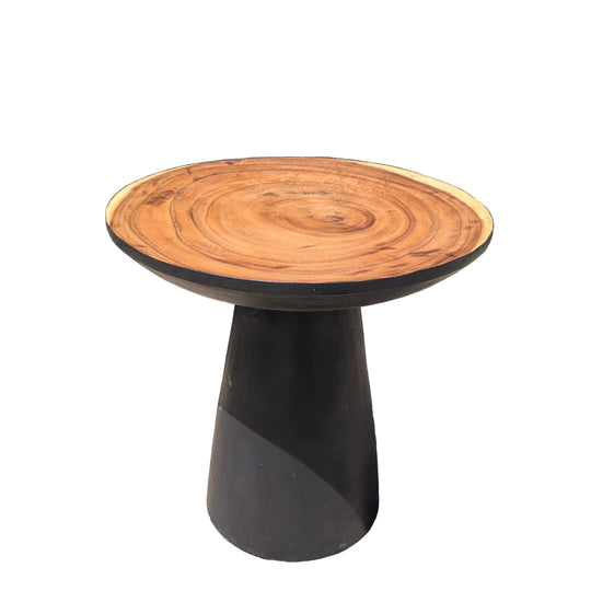 Cone Base Circle Suar Wood Side Table