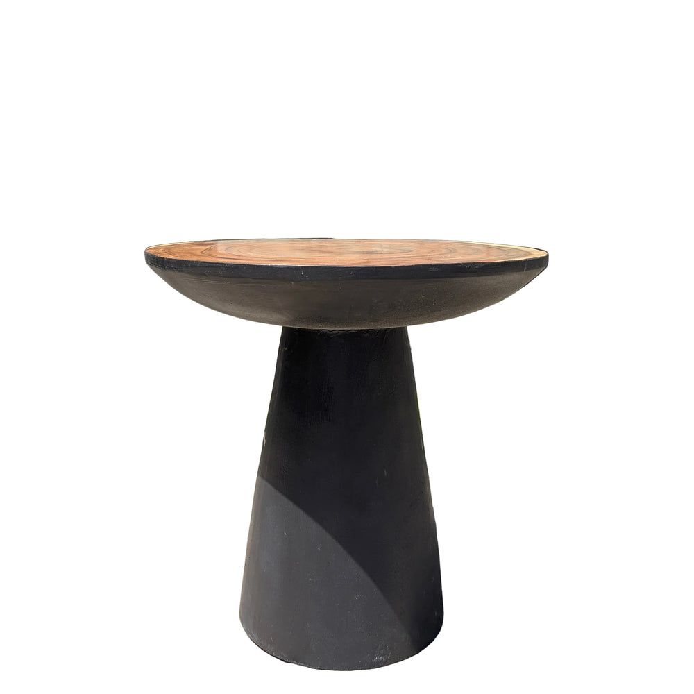 Cone Base Circle Suar Wood Side Table