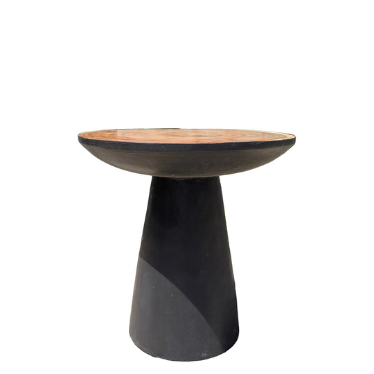Cone Base Circle Suar Wood Side Table