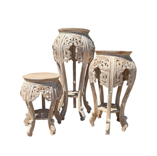 Pedestal Albasia Wood Plant Stand